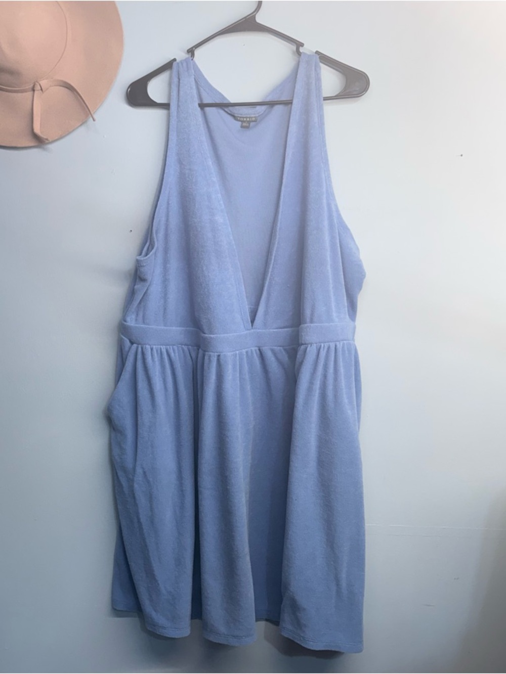 Torrid 4X Blue Terry Cloth flattering Sleeveless V-Neck swim coverup